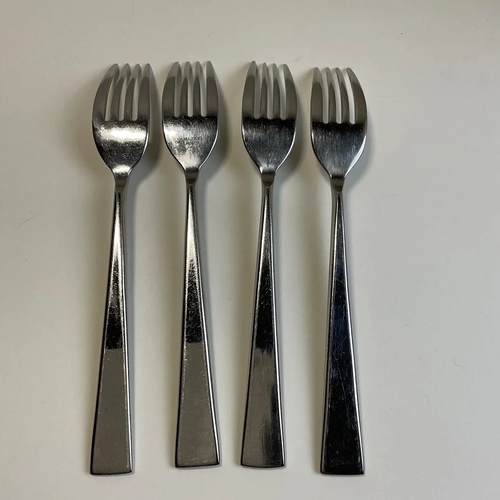 Yamazaki Lerner Float Stainless Steel Salad Forks Set of 4 Silver 7 Inch Modern